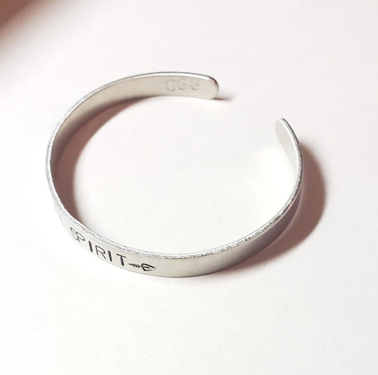 Free Spirit, Fearless, Brave, Inspirational Cuff, Hand stamped Bracelet, Silver