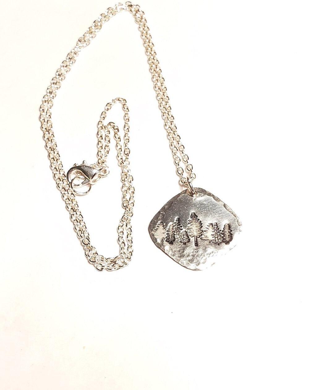 Forest Necklace, Nature Lover Necklace, Hand Stamped Necklace, Hiker/Camper Jewelry, Inner Peace, Strength