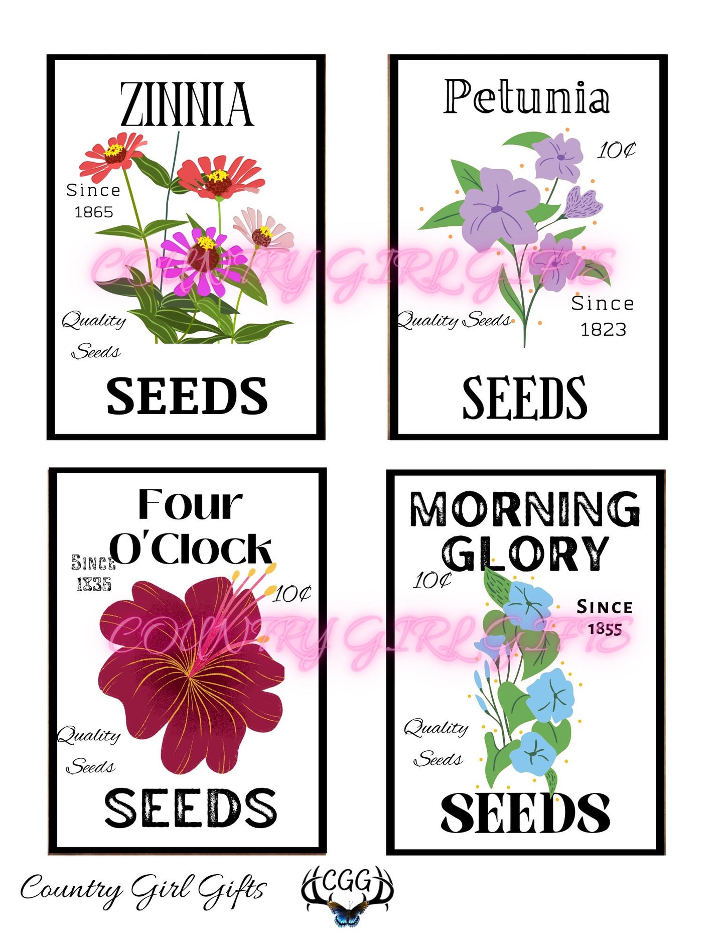 Vintage Printable Seed packet labels, Digital Download, Primitive Kitchen Designs