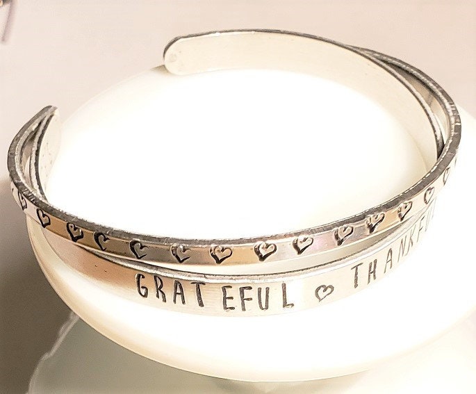 Grateful Cuff Bracelet, Thankful Jewelry, Blessed Cuff Bracelet, Mother's Day Gift, Religious Cuff, Anniversary Gift, Valentine's Gift