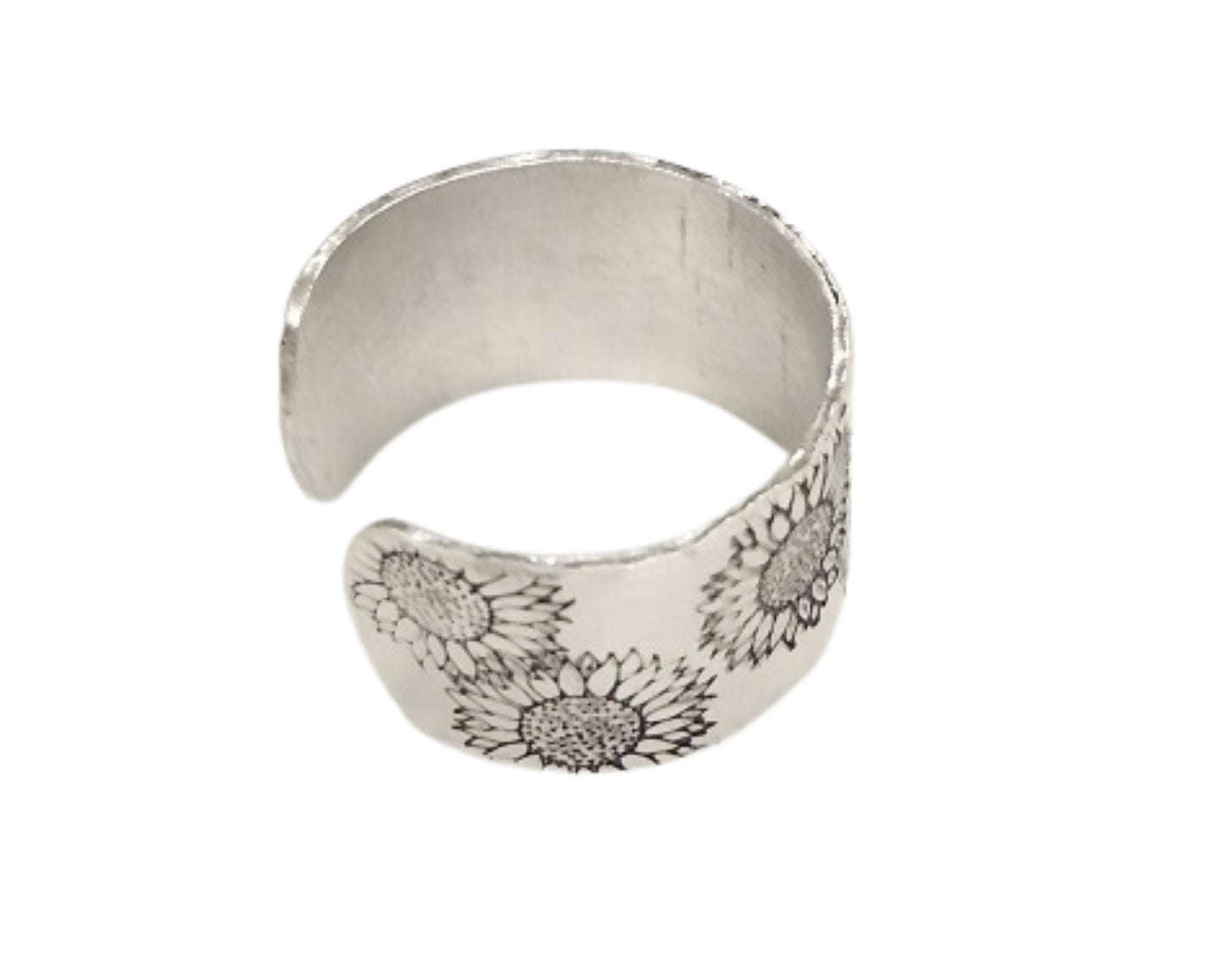 Sunflower ring, handmade, stamped, western, boho, floral, cowgirl, lightweight