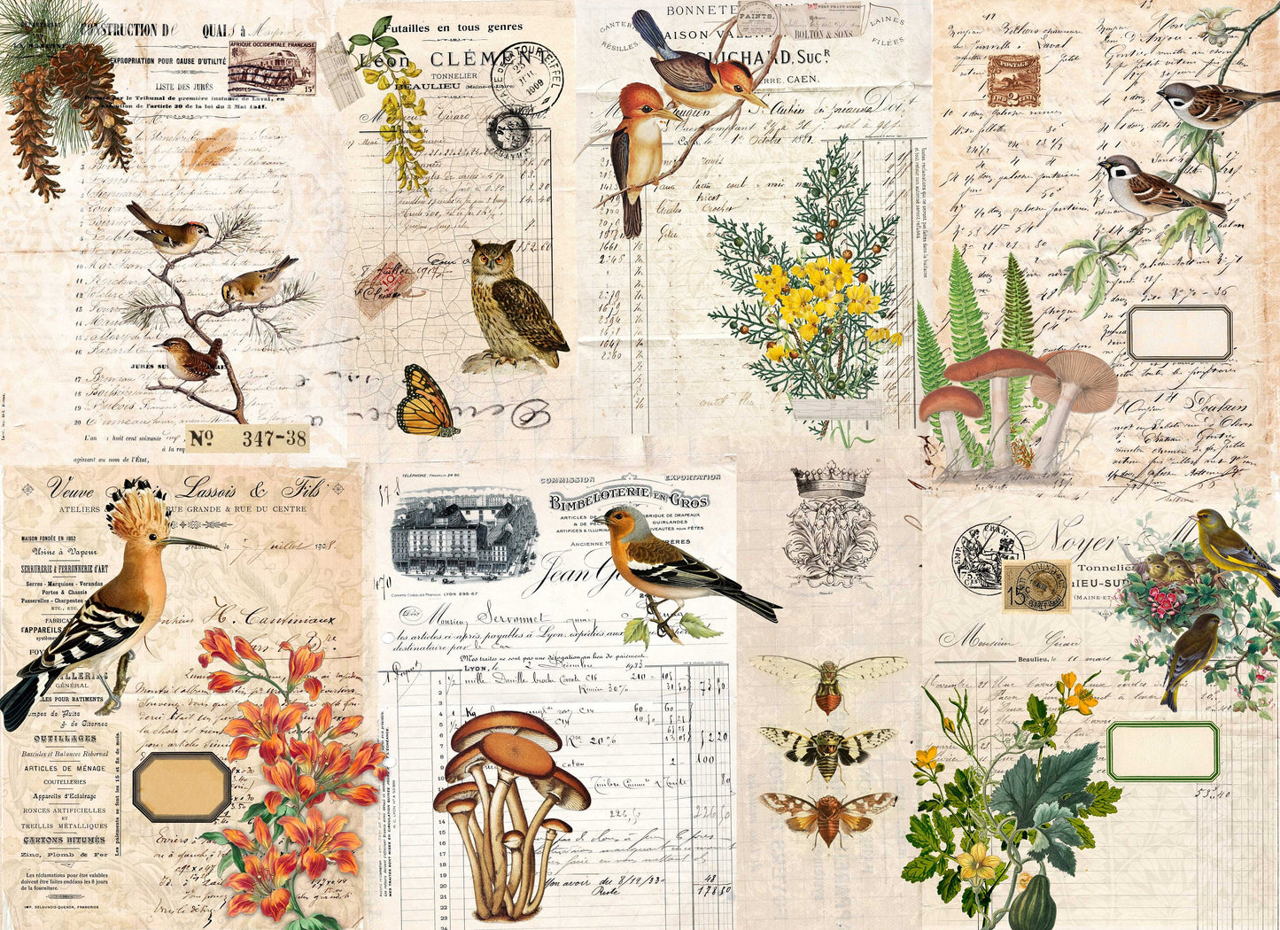 Fall Botanica Blocks | Roycycled Decoupage Paper | Roycycled Treasures