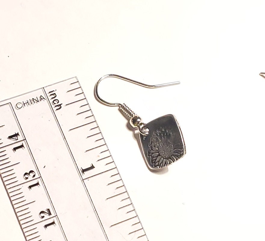Sunflower Earrings, Hand stamped Earrings, Flower Earrings, Cute Earrings, Mom Gift