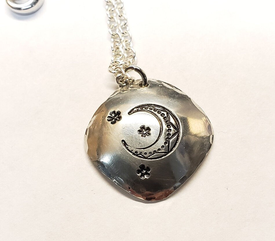 Moon & Stars, Geometric Necklace, Statement Necklace, Minimalist Necklace, Boho Necklace, Gift for Her, Gift for Mom, celestite jewelry