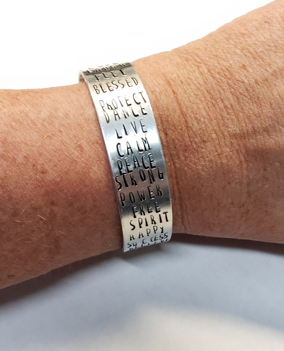 Inspirational Cuff, Bracelet for Women, Custom Cuff, Bangle bracelet gift for Mom, Handmade, Stacking Bracelet, Inspirational Words