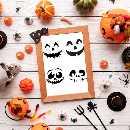Pumpkin Faces Digital Download, Craft Printable sheet