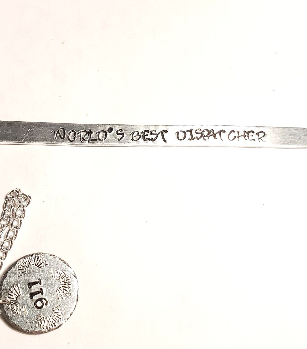 Personalized Bookmark, Metal Bookmark, Custom Bookmark, Hand stamped Bookmark, book lover gift, Aluminum bookmark, Dispatcher