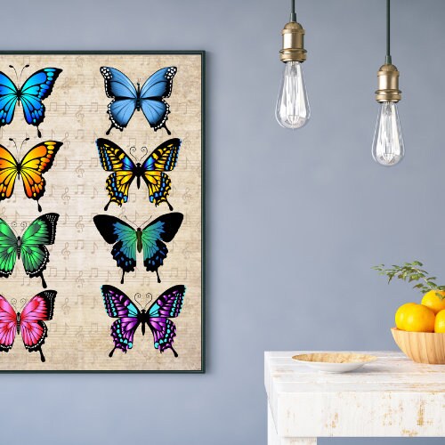 Butterfly Digital Download  sheet vintage Music Note