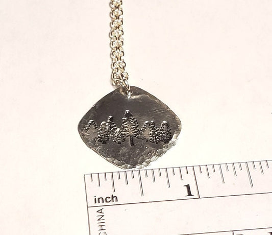 Forest Necklace, Nature Lover Necklace, Hand Stamped Necklace, Hiker/Camper Jewelry, Inner Peace, Strength