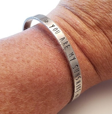 You Are My Sunshine Cuff Bracelet, You Are My Sunshine Jewelry, Mother's Day Gift, Daughter's Gift, Anniversary Gift, Valentine's Gift