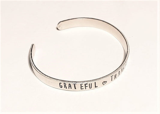 Grateful Cuff Bracelet, Thankful Jewelry, Blessed Cuff Bracelet, Mother's Day Gift, Religious Cuff, Anniversary Gift, Valentine's Gift
