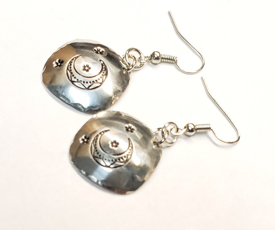 Moon & Stars Geometric Earrings, Statement Earrings, Minimalist Earrings, Boho Earrings, Gift for Her, Gift for Mom, Gift for Wife.