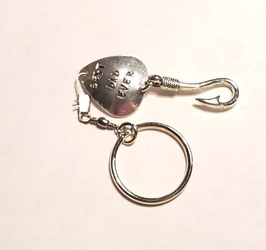 Dad Gift Fisherman, Fish Hook Daddy Key chain,Fly Fishing Hook, New Dad Gift, Grandpa Key chain Gift, Son Father Gift, Fun Dad Gift
