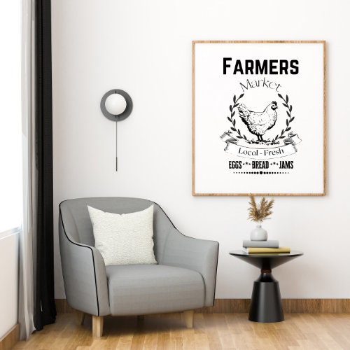 Farmhouse Kitchen Farmers market PNG JPEG digital download Printable Art downloadable Graphics Wall Art