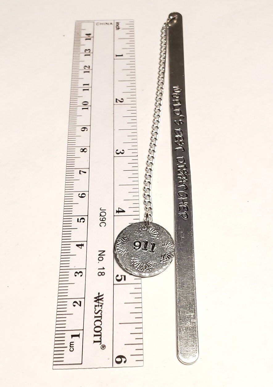 Personalized Bookmark, Metal Bookmark, Custom Bookmark, Hand stamped Bookmark, book lover gift, Aluminum bookmark, Dispatcher