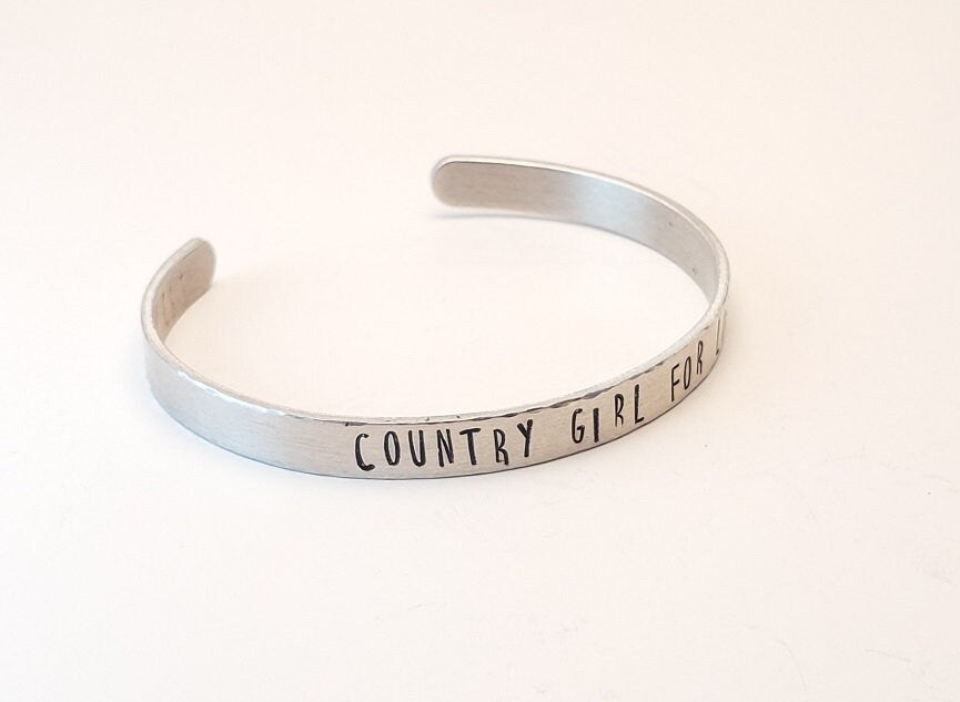 Country Girl for Life Bracelet Cuff, Hand stamped bracelets,western,western style,cowgirl,country girl,southwest,western,rodeo,nfr