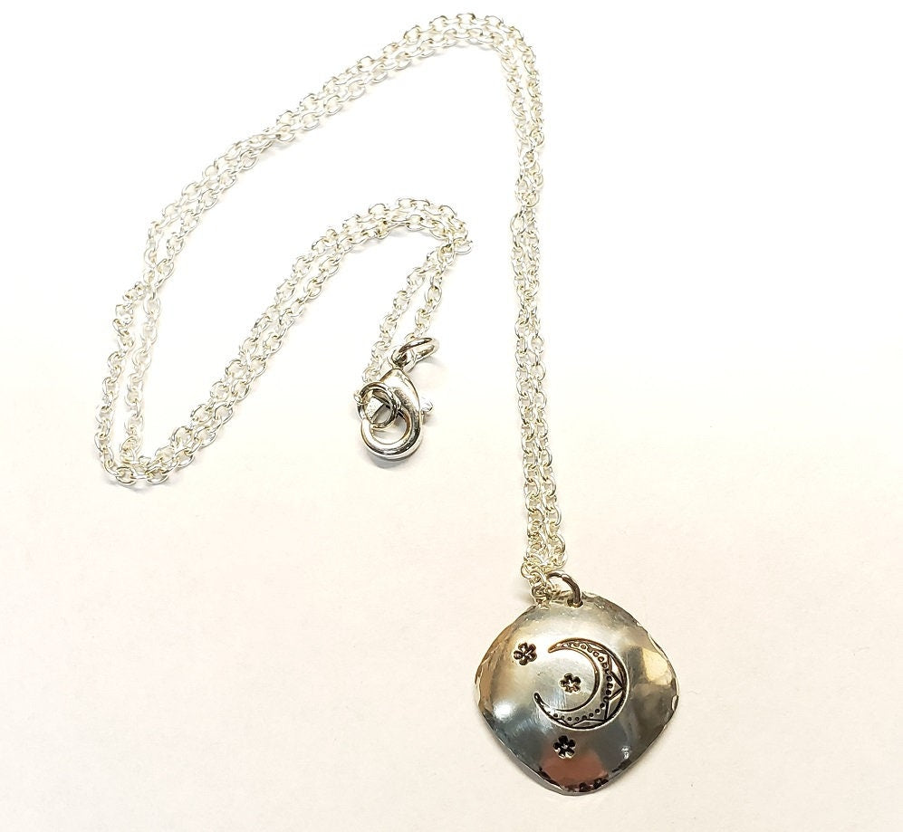 Moon & Stars, Geometric Necklace, Statement Necklace, Minimalist Necklace, Boho Necklace, Gift for Her, Gift for Mom, celestite jewelry