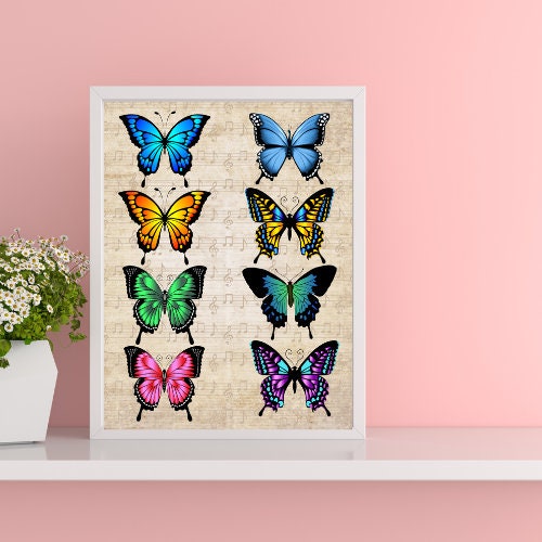 Butterfly Digital Download  sheet vintage Music Note