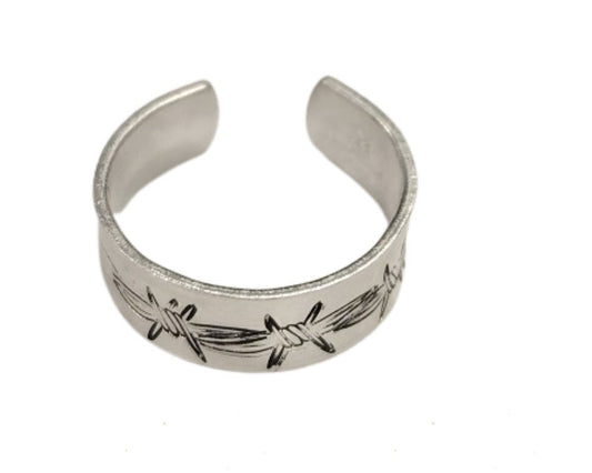Barbed Wire ring, handmade, stamped, western, boho, cowgirl, lightweight