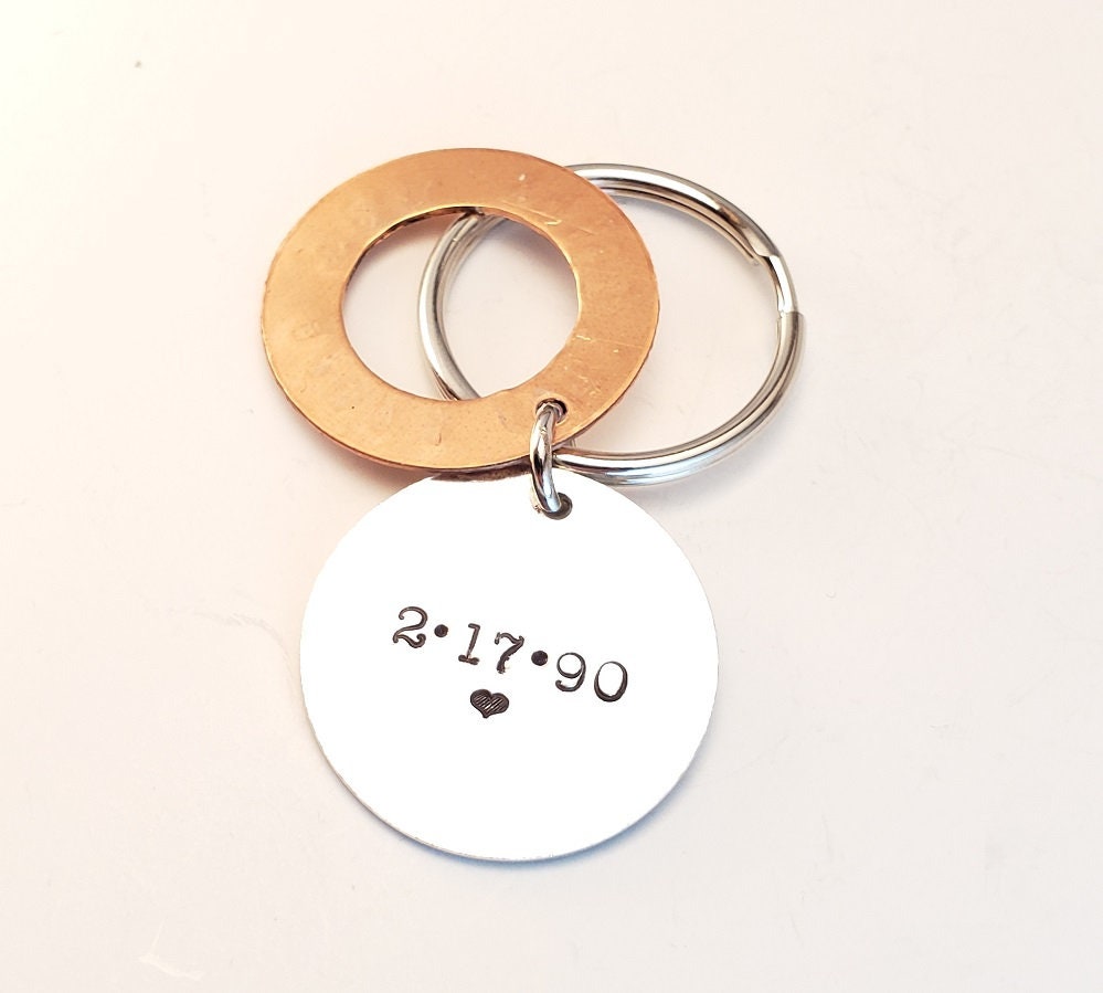 Modern Key chain,Hand Stamped, Men's key chain, Gift for man,Father's Gift, Valentine's Gift Gift for Husband, Personalized Key chain