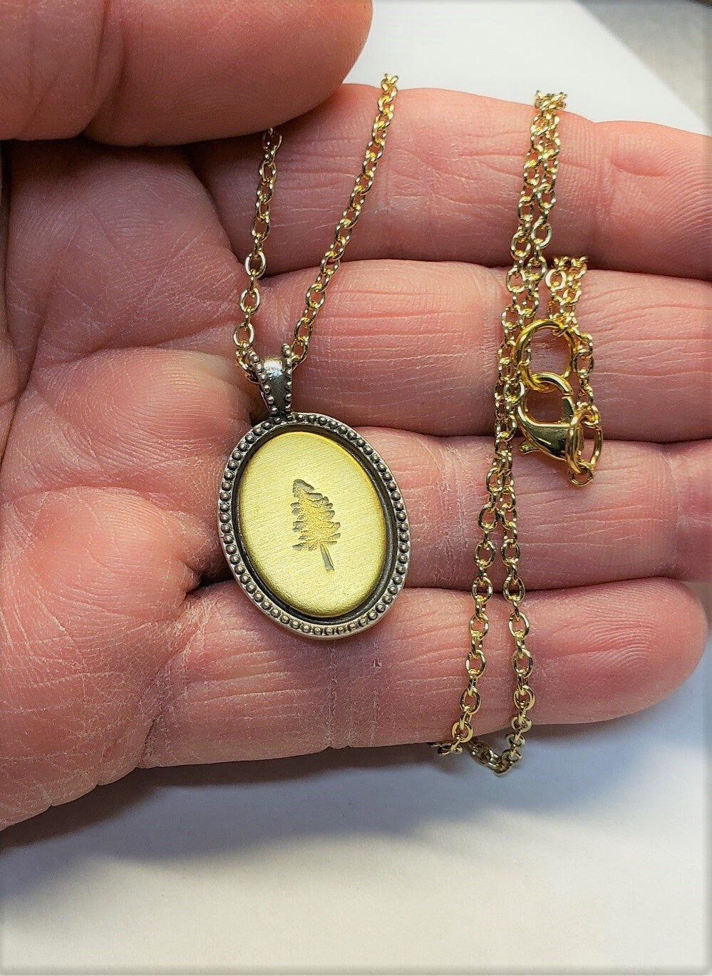 Pine Tree Necklace, hand stamped jewelry, rustic tree charm, tree pendant, nature jewelry, camping gift, hiking gift,