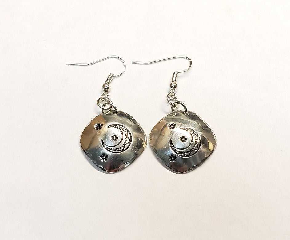 Moon & Stars Geometric Earrings, Statement Earrings, Minimalist Earrings, Boho Earrings, Gift for Her, Gift for Mom, Gift for Wife.