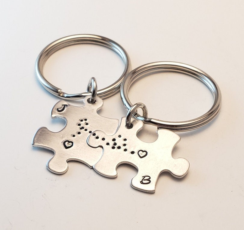 Puzzle Piece Key Chains, Customized Key Chains, Couple Key Chains, Long Distance Relationship, Personalized Key Chains, Anniversary Gift