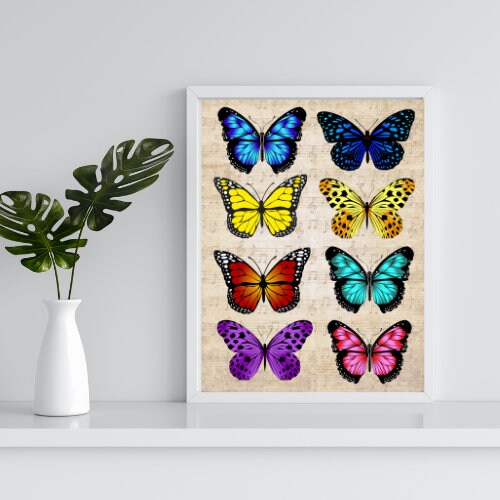 Butterfly Digital Download  sheet vintage Music Note