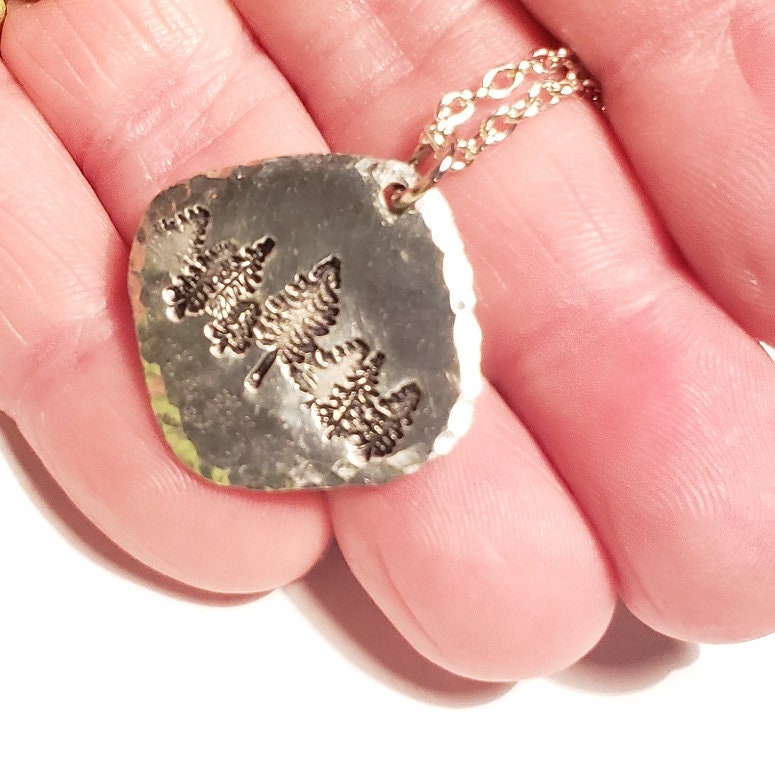 Forest Necklace, Nature Lover Necklace, Hand Stamped Necklace, Hiker/Camper Jewelry, Inner Peace, Strength