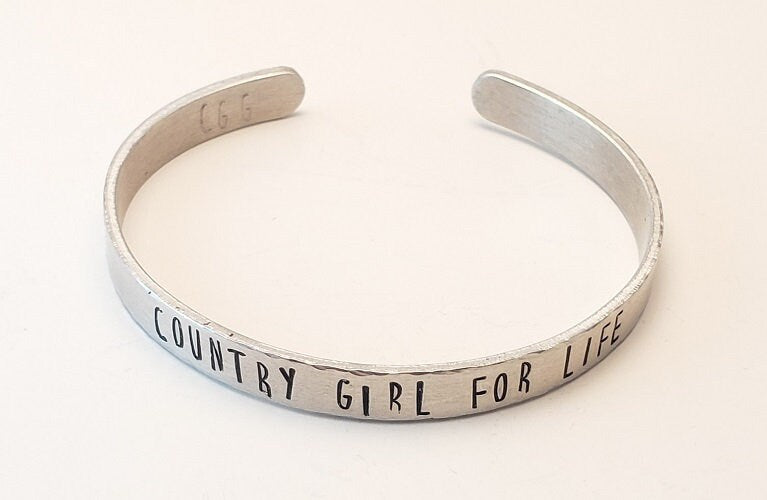 Country Girl for Life Bracelet Cuff, Hand stamped bracelets,western,western style,cowgirl,country girl,southwest,western,rodeo,nfr
