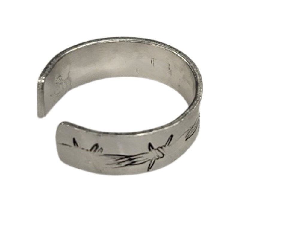 Barbed Wire ring, handmade, stamped, western, boho, cowgirl, lightweight
