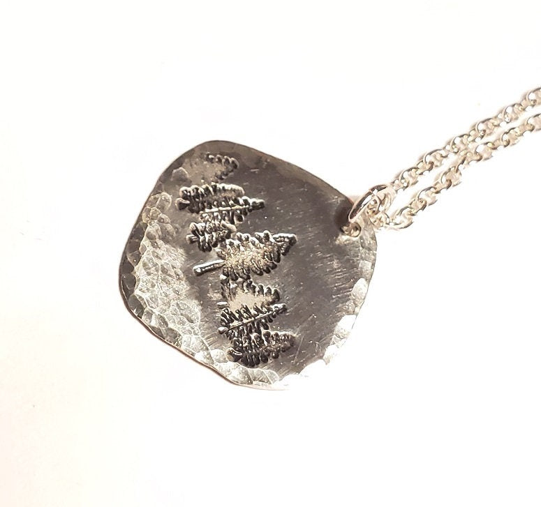 Forest Necklace, Nature Lover Necklace, Hand Stamped Necklace, Hiker/Camper Jewelry, Inner Peace, Strength