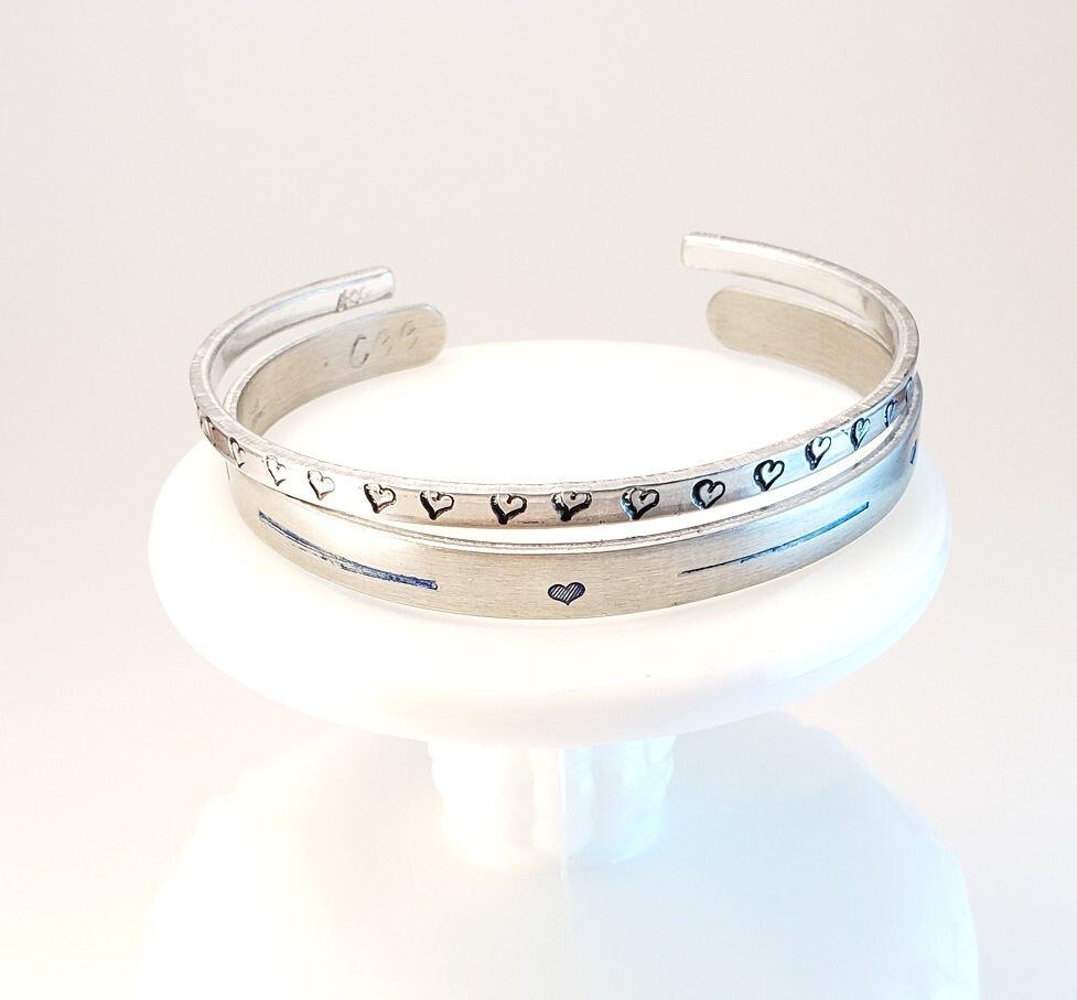 Mothers Day Gift, Heart Jewelry, Mom Bracelet Cuff, Valentine's Gift, Anniversary Gift, Daughter's Gift, Grandmother's Gift