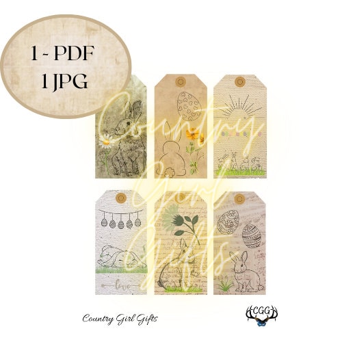Vintage Easter Tags Instant Download digital collage sheet vintage