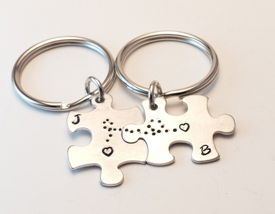 Puzzle Piece Key Chains, Customized Key Chains, Couple Key Chains, Long Distance Relationship, Personalized Key Chains, Anniversary Gift