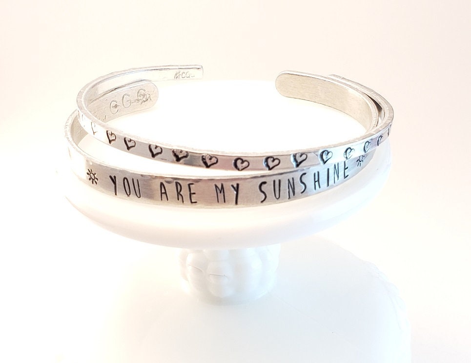 Mothers Day Gift, Heart Jewelry, Mom Bracelet Cuff, Valentine's Gift, Anniversary Gift, Daughter's Gift, Grandmother's Gift