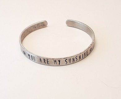 You Are My Sunshine Cuff Bracelet, You Are My Sunshine Jewelry, Mother's Day Gift, Daughter's Gift, Anniversary Gift, Valentine's Gift