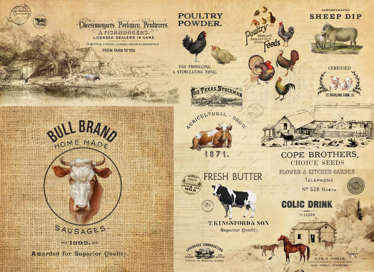 Barnyard Masterboard | Roycycled Decoupage Paper | Roycycled Treasures