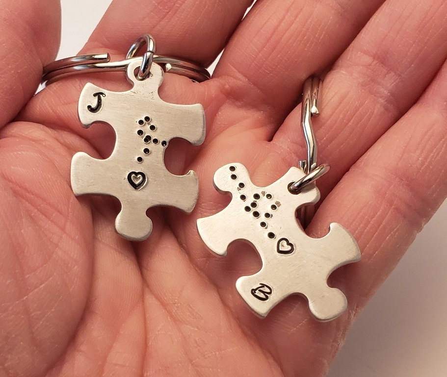 Puzzle Piece Key Chains, Customized Key Chains, Couple Key Chains, Long Distance Relationship, Personalized Key Chains, Anniversary Gift