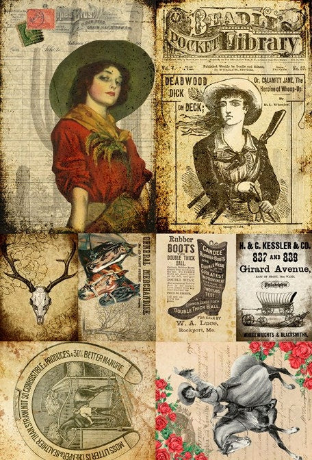 Cowgirls Blocks | Roycycled Decoupage Paper | Roycycled Treasures