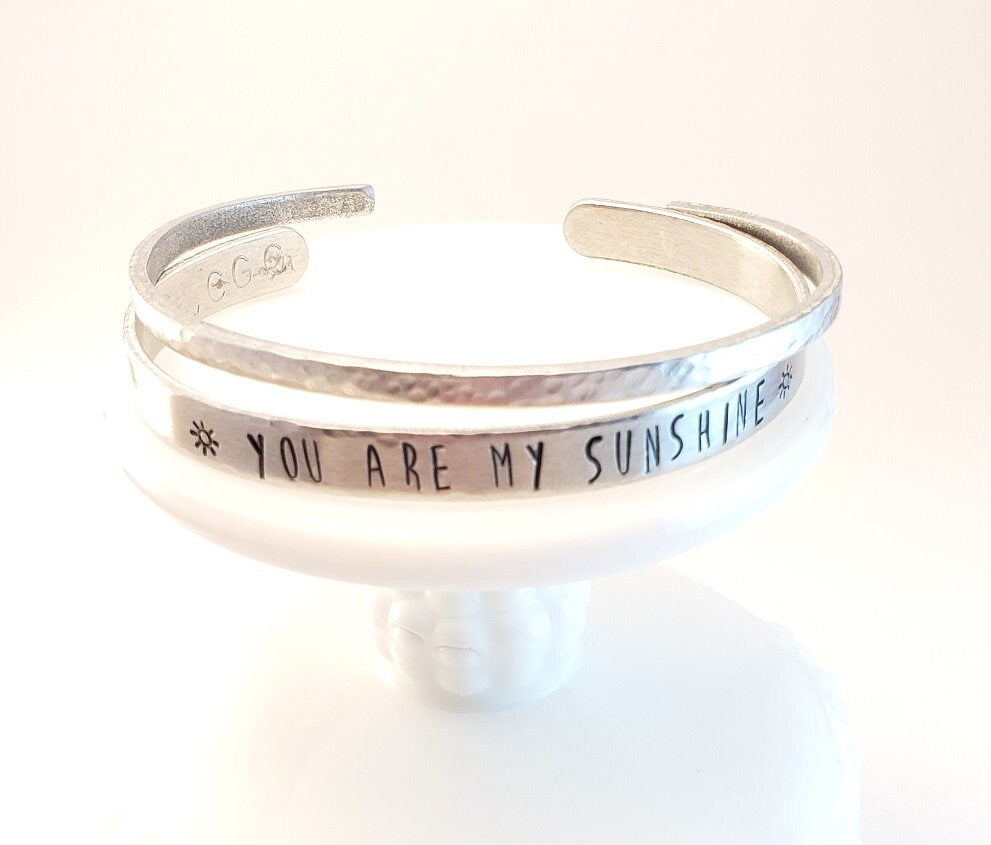 You Are My Sunshine Cuff Bracelet, You Are My Sunshine Jewelry, Mother's Day Gift, Daughter's Gift, Anniversary Gift, Valentine's Gift