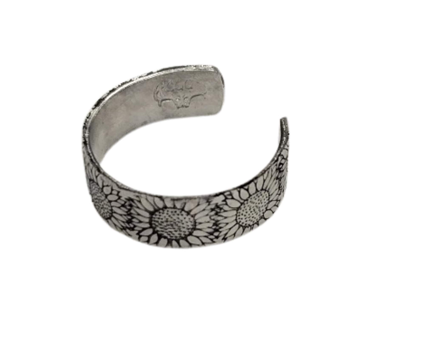Sunflower ring, handmade, stamped, western, boho, floral, cowgirl, lightweight