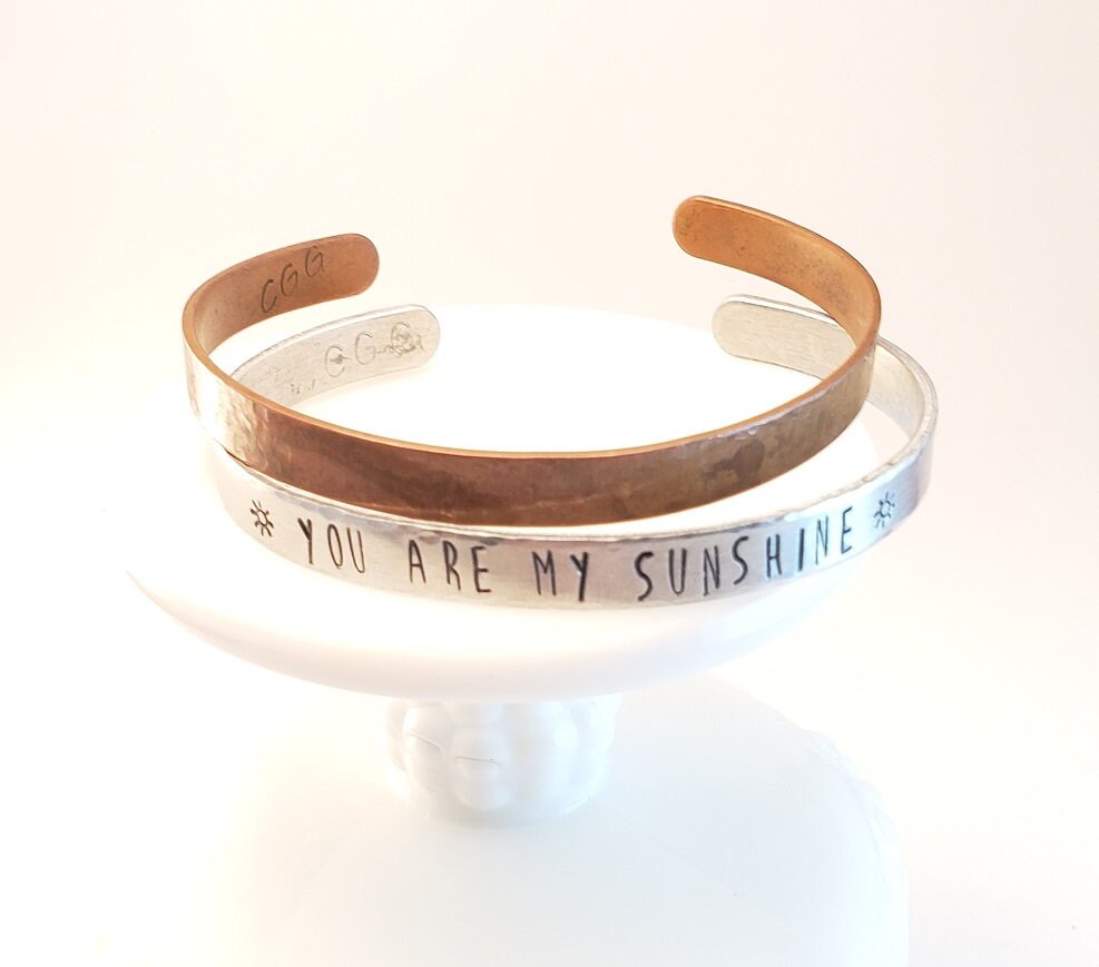 You Are My Sunshine Cuff Bracelet, You Are My Sunshine Jewelry, Mother's Day Gift, Daughter's Gift, Anniversary Gift, Valentine's Gift