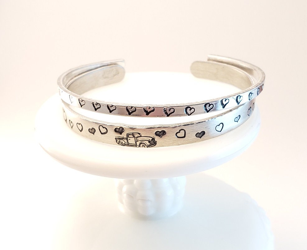Mothers Day Gift, Heart Jewelry, Mom Bracelet Cuff, Valentine's Gift, Anniversary Gift, Daughter's Gift, Grandmother's Gift