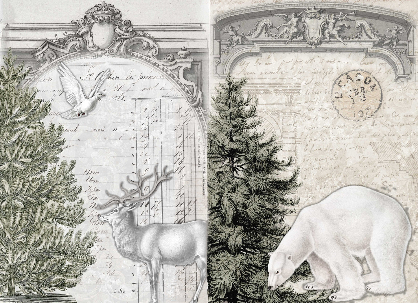 Neutral Christmas Blocks | Roycycled Decoupage Paper | Roycycled Treasures | Decoupage Paper