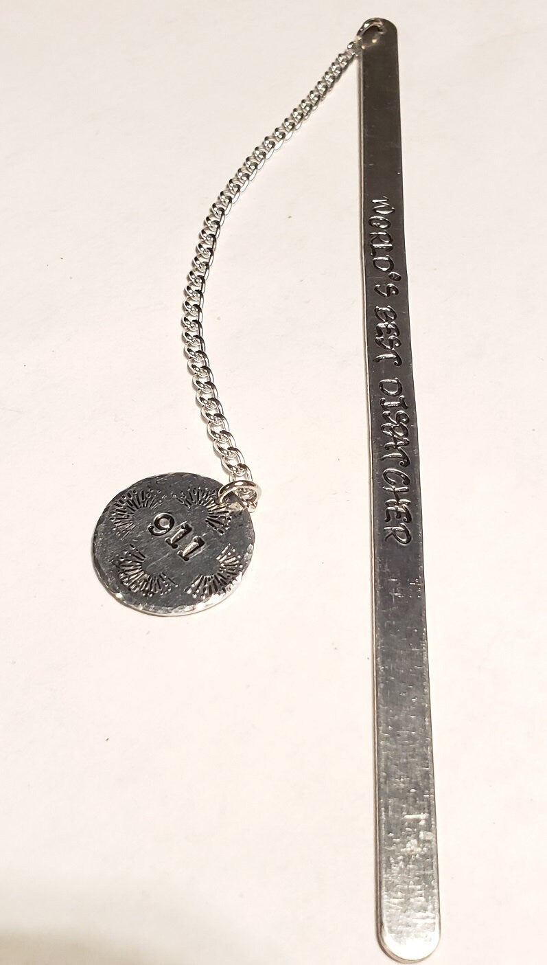 Personalized Bookmark, Metal Bookmark, Custom Bookmark, Hand stamped Bookmark, book lover gift, Aluminum bookmark, Dispatcher