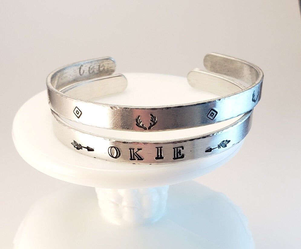 Okie Cuff Bracelet, Oklahoma Jewelry, Mother's Day Gift, Daughter's Gift, Anniversary Gift, Valentine's Gift