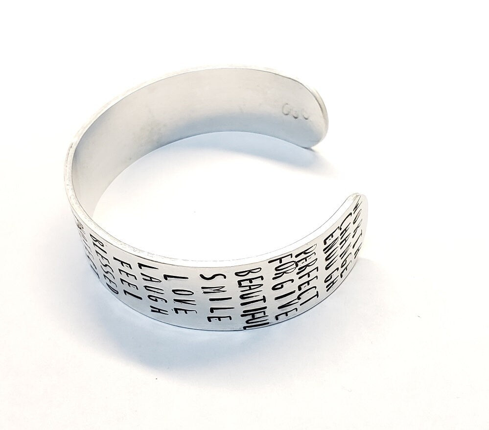 Inspirational Cuff, Bracelet for Women, Custom Cuff, Bangle bracelet gift for Mom, Handmade, Stacking Bracelet, Inspirational Words