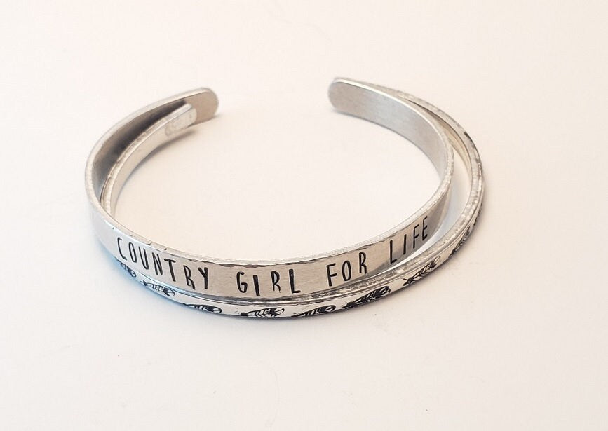 Country Girl for Life Bracelet Cuff, Hand stamped bracelets,western,western style,cowgirl,country girl,southwest,western,rodeo,nfr