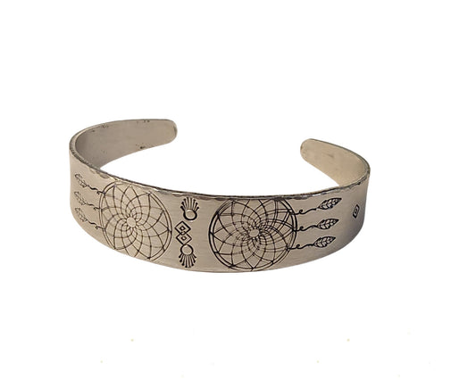 Dream Catcher Cuff, Bracelet for Women, Custom Cuff, Bangle bracelet gift for Mom, Handmade, Stacking Bracelet, Feathers